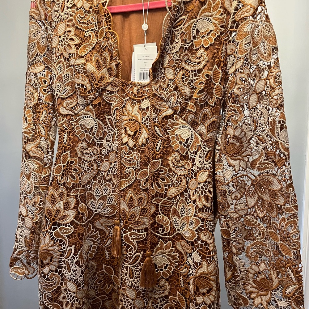 NWT Cami NYC Madeira Crochet Brown Lace Mini Dress